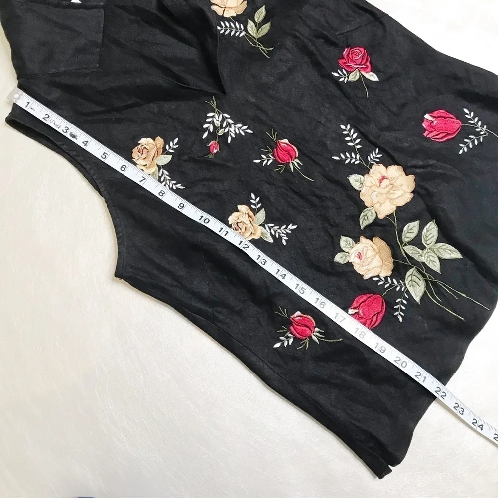 Edward black sleeveless linen floral top medium - Picture 11 of 12
